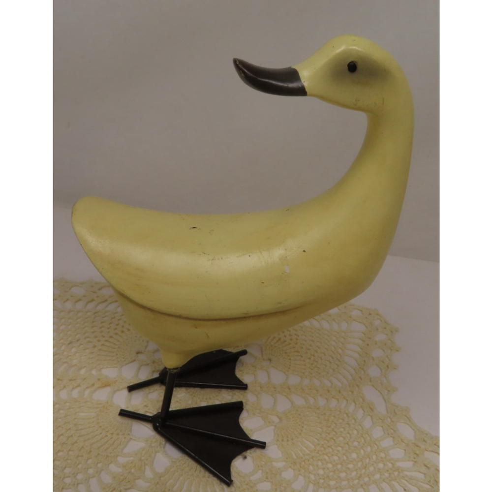 Pair Hand Crafted Painted Carved Farmhouse Yellow Duck 8”